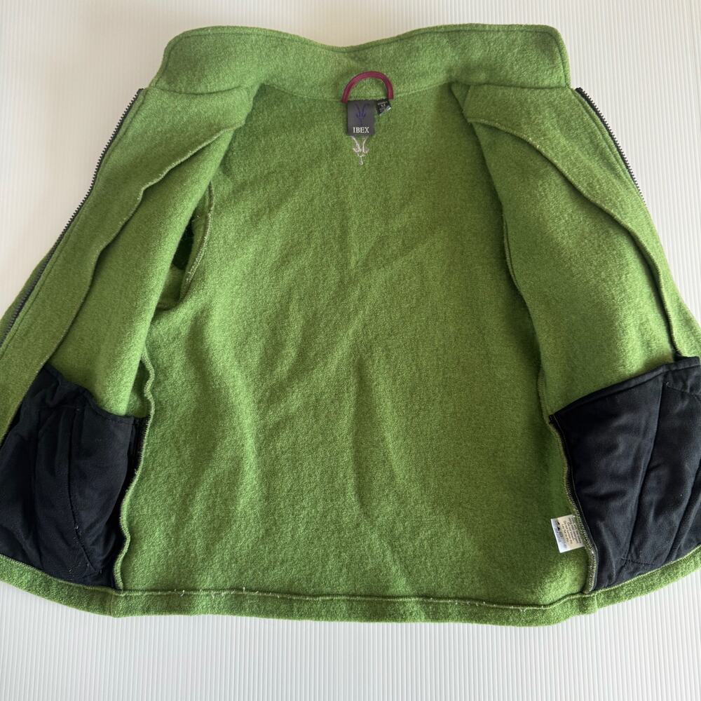 Ibex Merino Wool Full Zip Jacket Medium Green Gorpcore Earthy Outdoors Camping - Picture 7 of 16